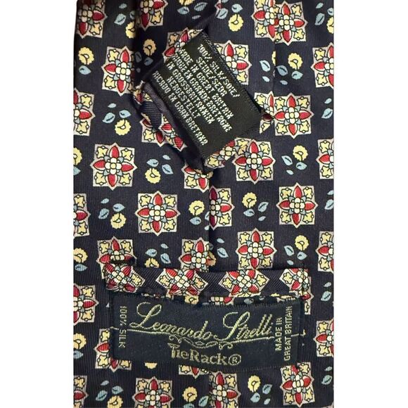 100% Silk Necktie by Leonardo Strelli for Tie Rack Made in Great Britain - Picture 5 of 5